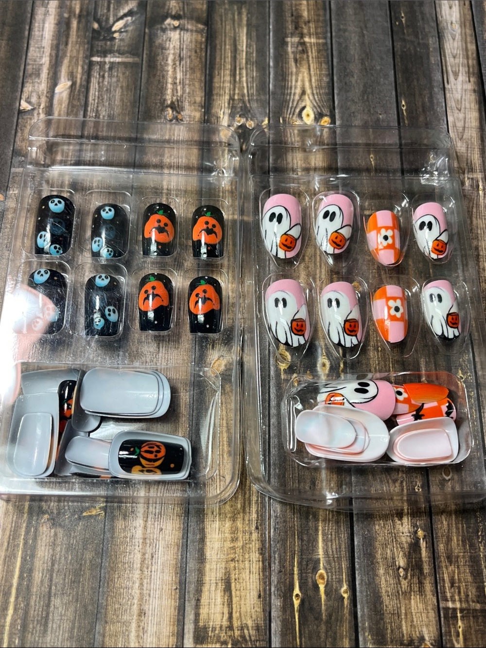 5for$10 Halloween Spooky Ghost & Pumpkin Decorative Short Nails Press-On 2PC